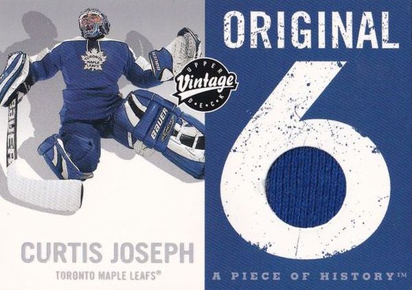 jersey karta CURTIS JOSEPH 00-01 UD Vintage Original Six číslo O-CJ